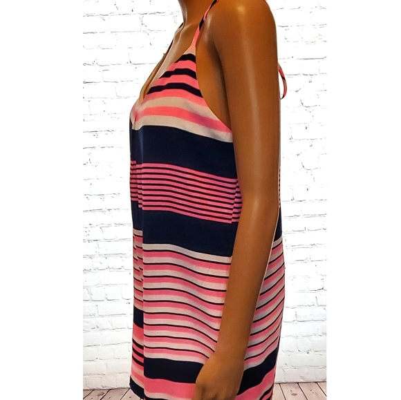 NWT Pink Owl hot pink and navy blue striped dress - Picture 2 of 8